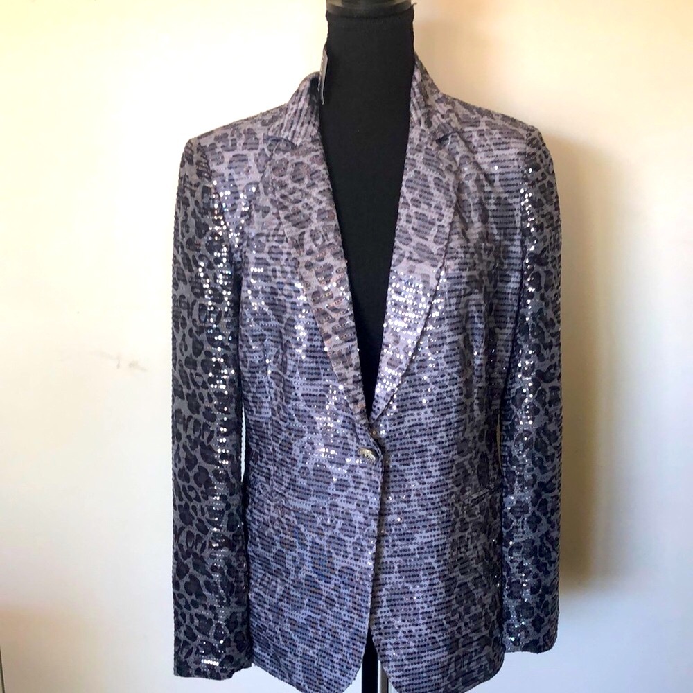 Insight Silver and Black Blazer with Metallic Pattern